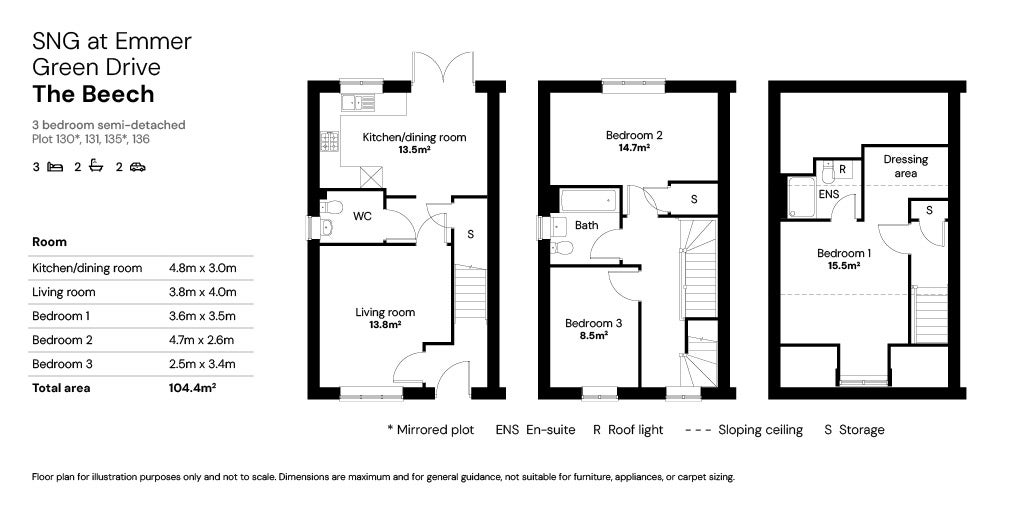 SNG at Emmer Green Drive floor plan _ plot 130, 131 & 136