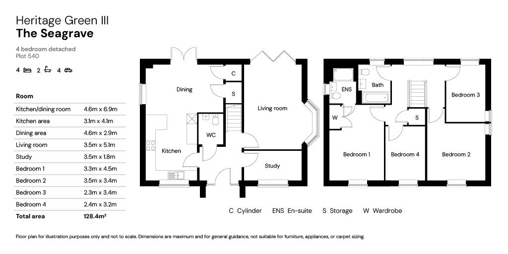 Heritage Green III 4 bed house floor plan - Plot 540
