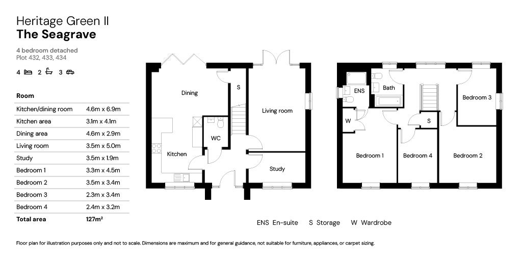 The Seagrave floor plan 4 beds plot 432-434