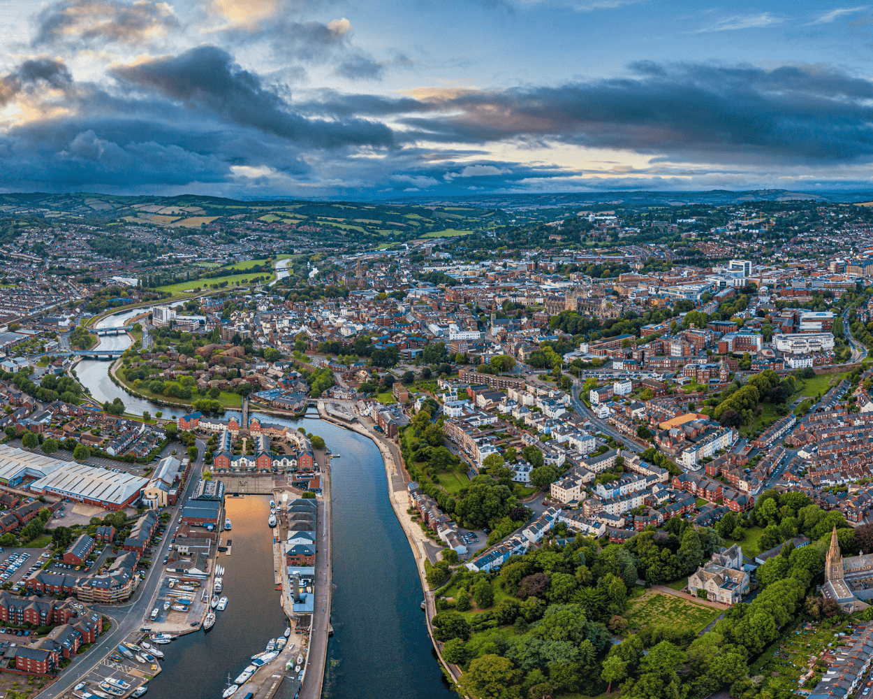 Aerial photo of Exeter city
