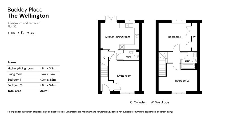 Buckley Place floor plan 2 beds - plot 32