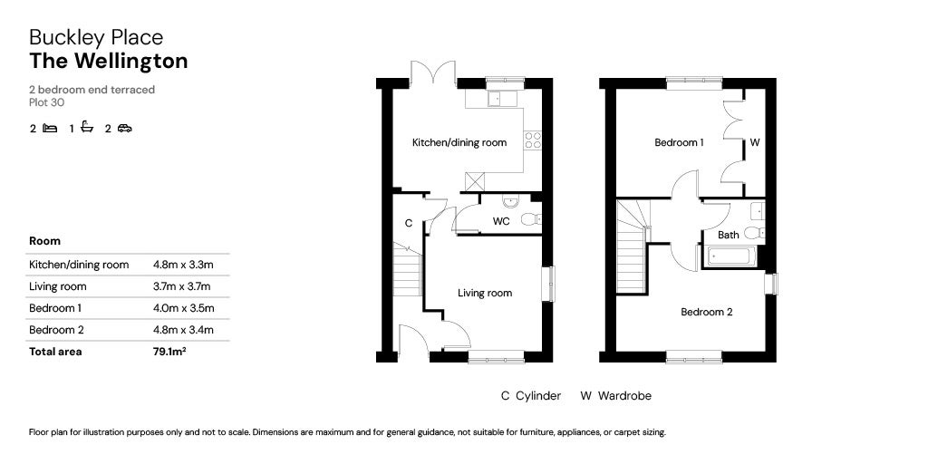 Buckley Place floor plan 2 beds - plot 30