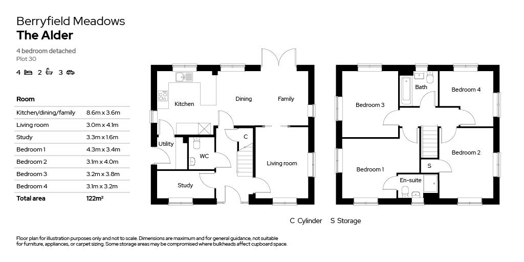 Berryfield Meadows 4 bed floor plans