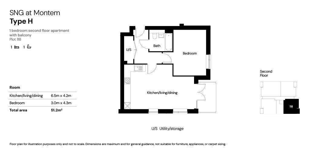 SNG at Montem, E1 BLOCK: Type H plot 118 floor plan 