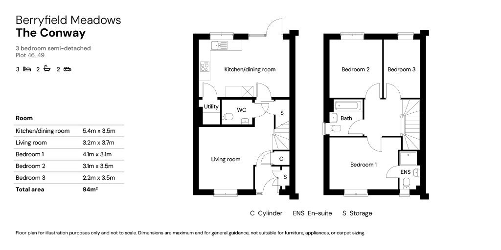 Berryfield Meadows 3 beds floor plans