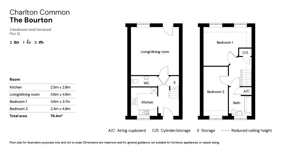 SNG at Charlton Common floor plans - 2 bed house plot 13