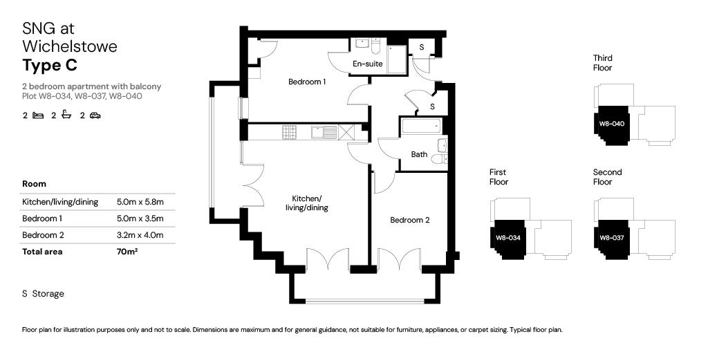 SNG at Wichelstowe - 2 bed Type C floor plan 