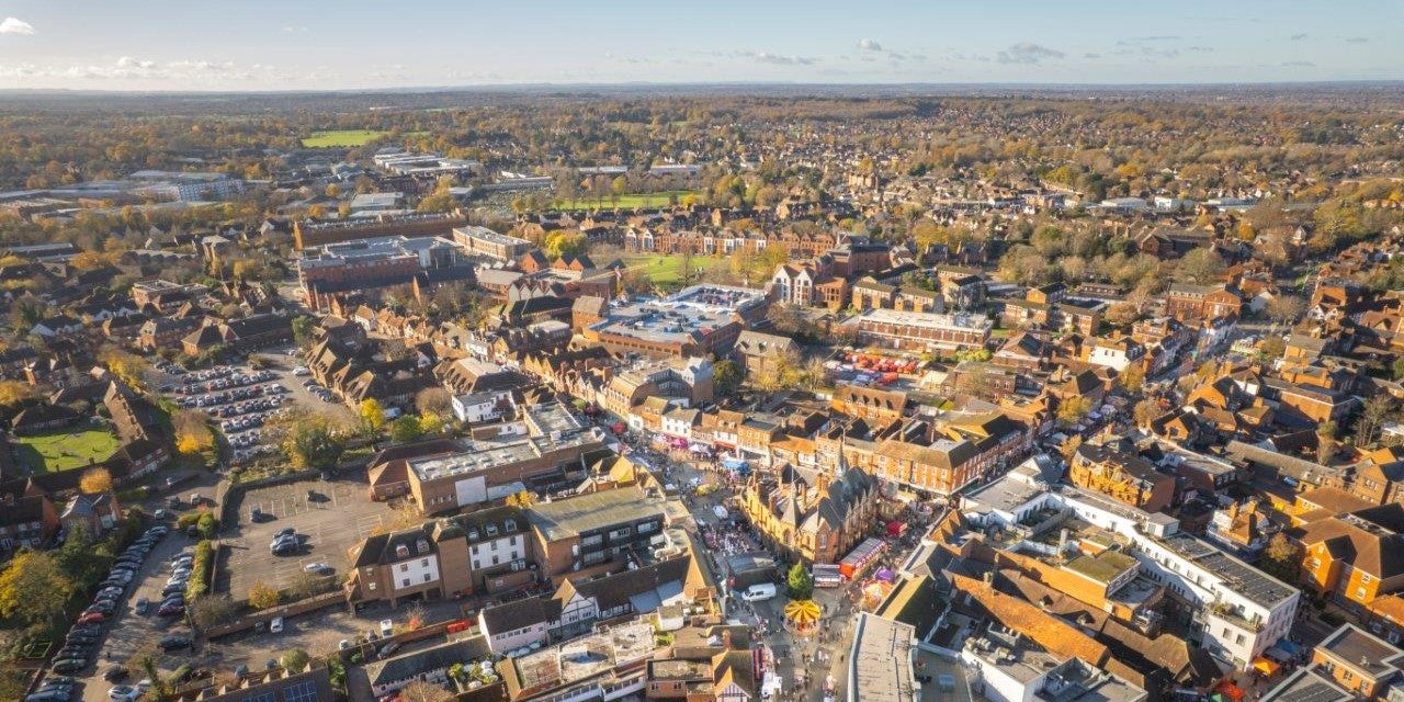 SNG at Elmstead gallery - image - Wokingham aeriel shot