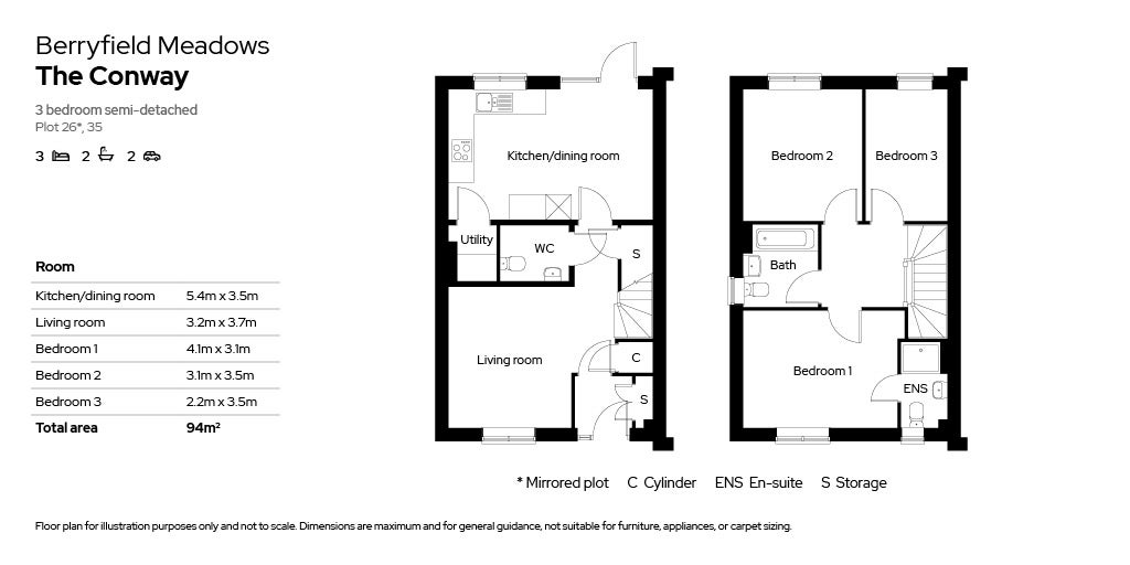 Berryfield Meadows 3 beds floor plans