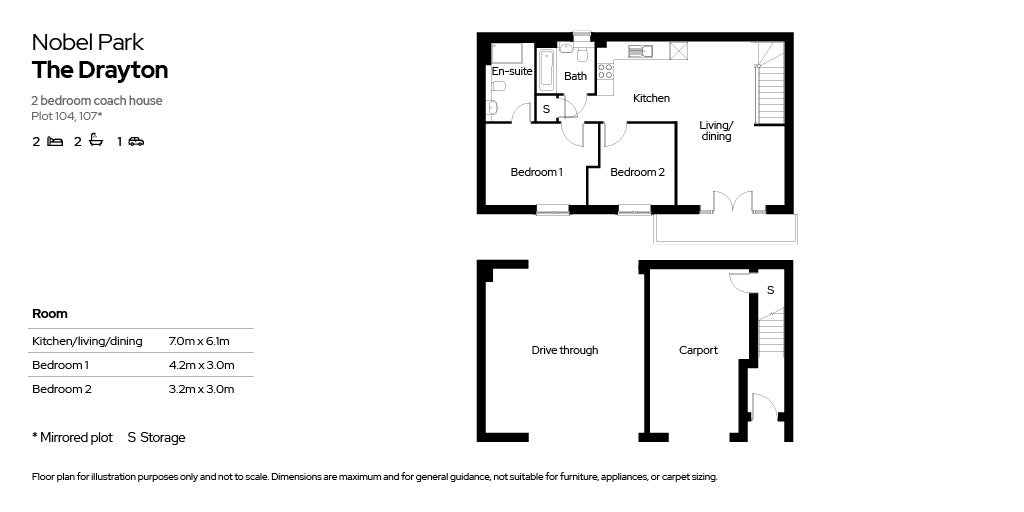 Floor plan for The Drayton coach house at Nobel Park.