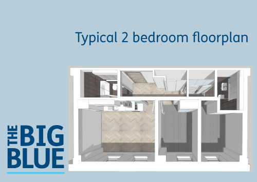 Two bedroom apartment floor plan for Atrium Point