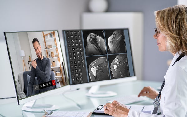 Arts en patiënt videobellen