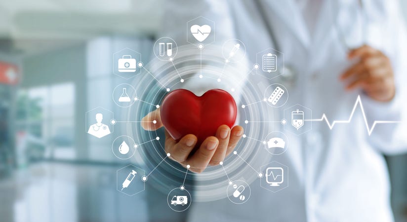 researcher showing a symbolic heart