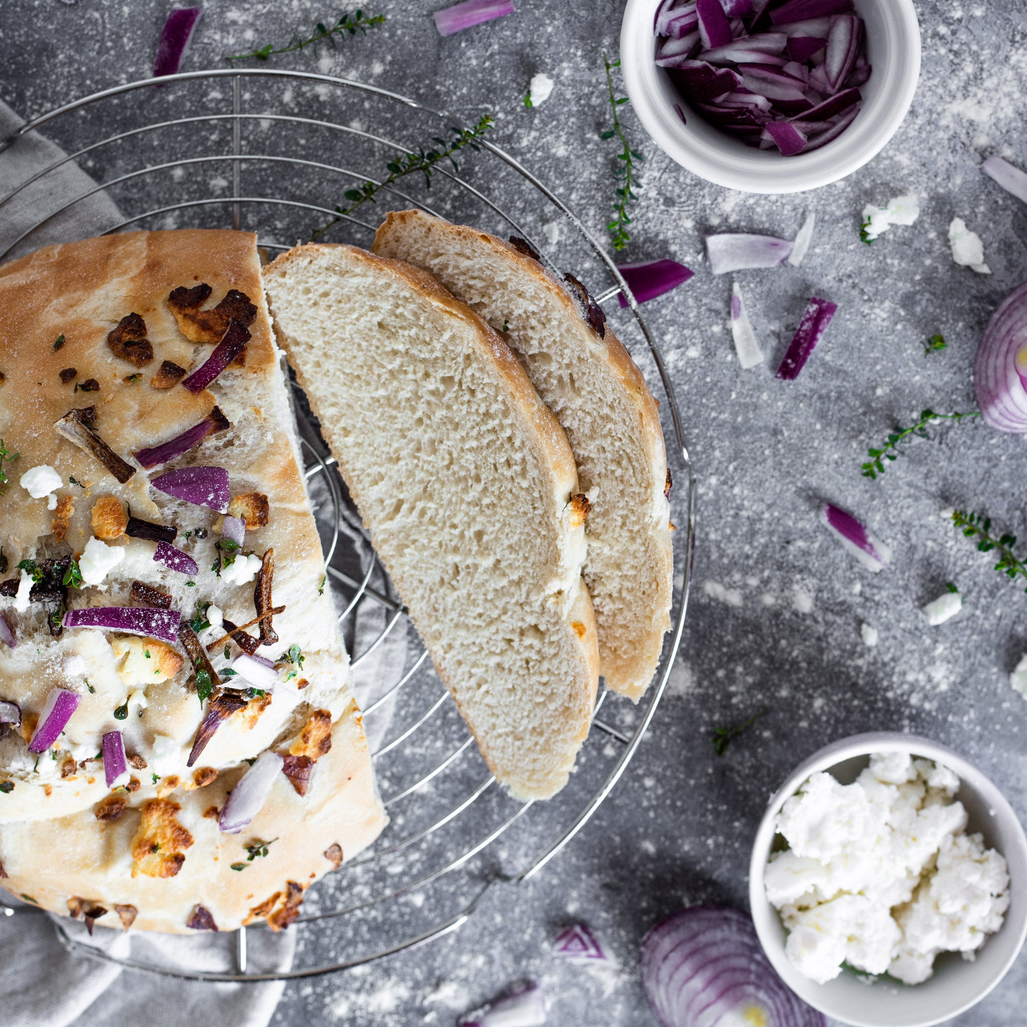 Goat's Cheese And Caramelised Onion Bread Recipe | Baking Mad