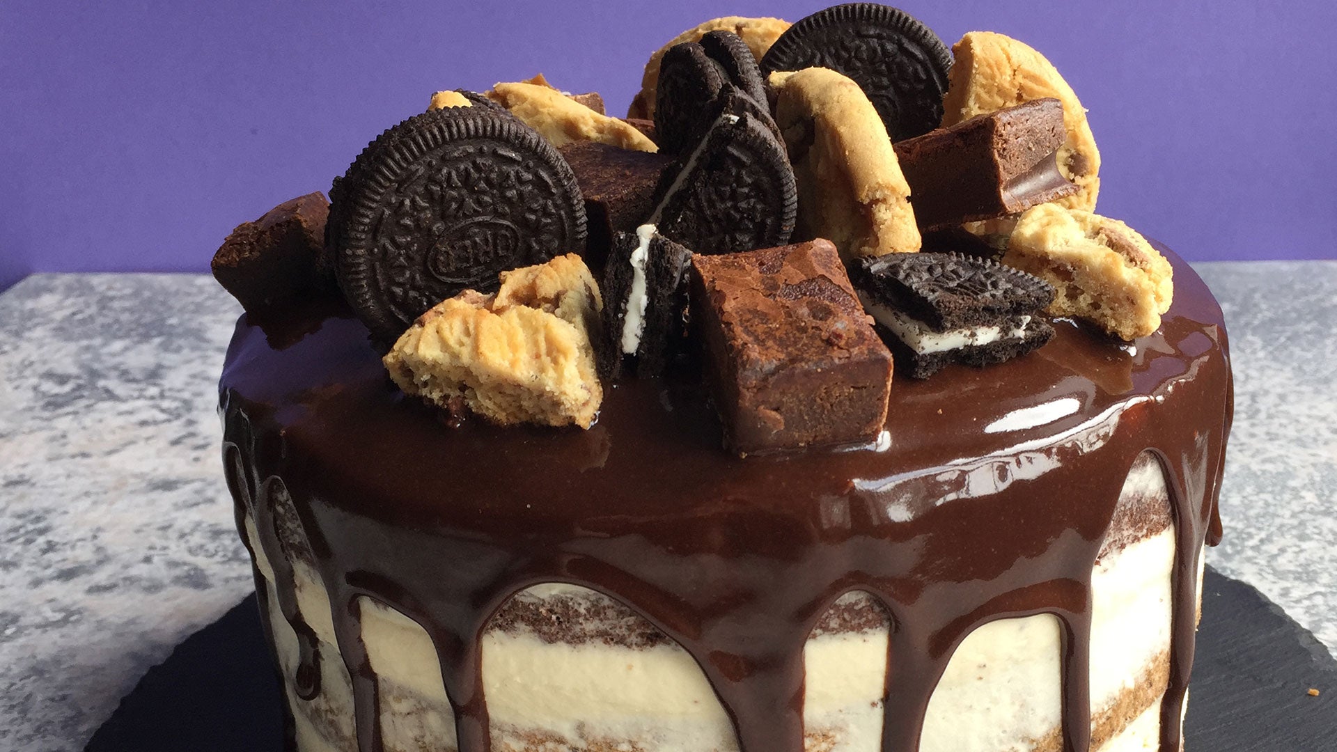 Cookie, Oreo & Brownie Layered Cake Baking Mad