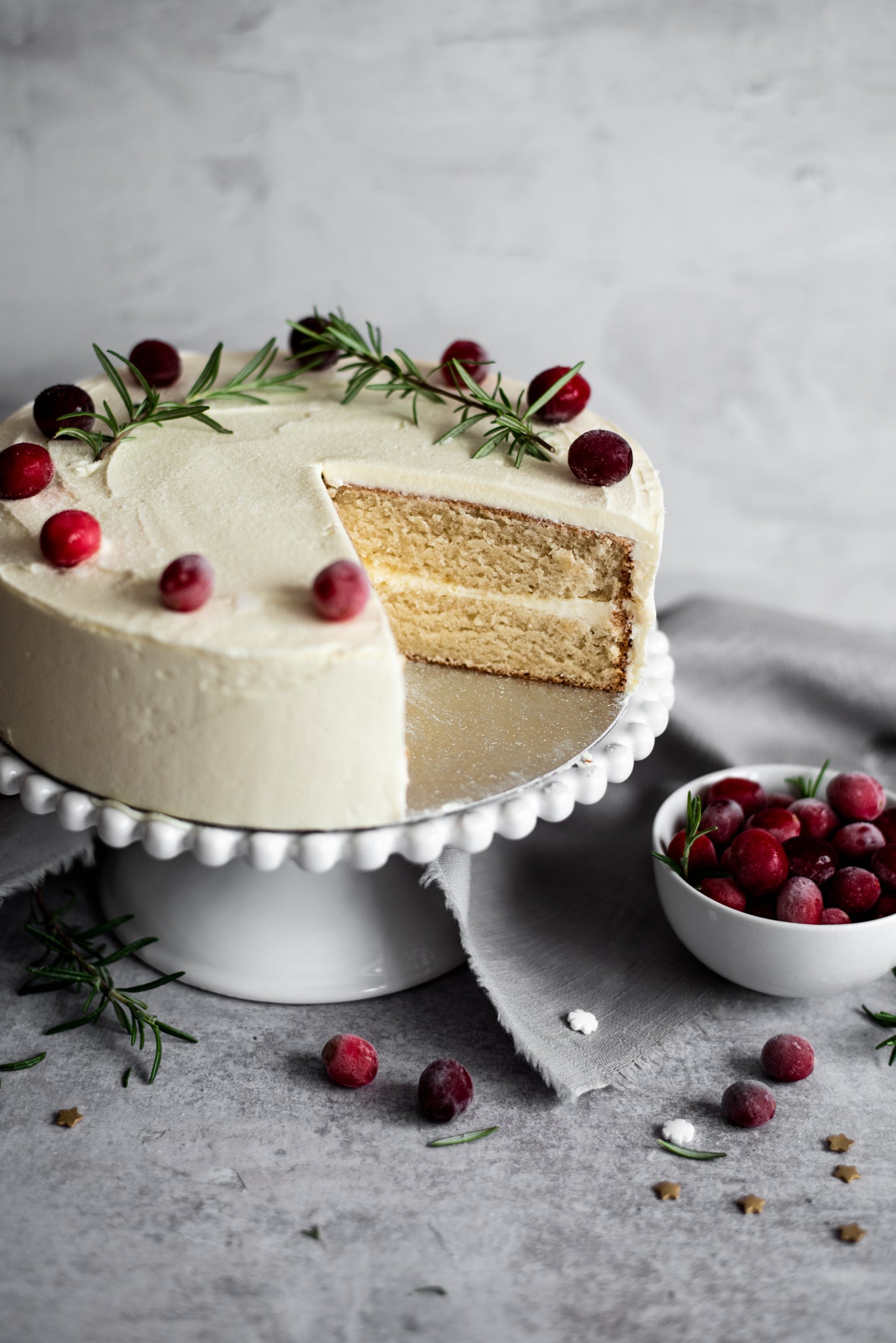 White Christmas Cake with Cranberry Orange Filling and Whipped White  Chocolate Ganache Frosting - Bakers Table