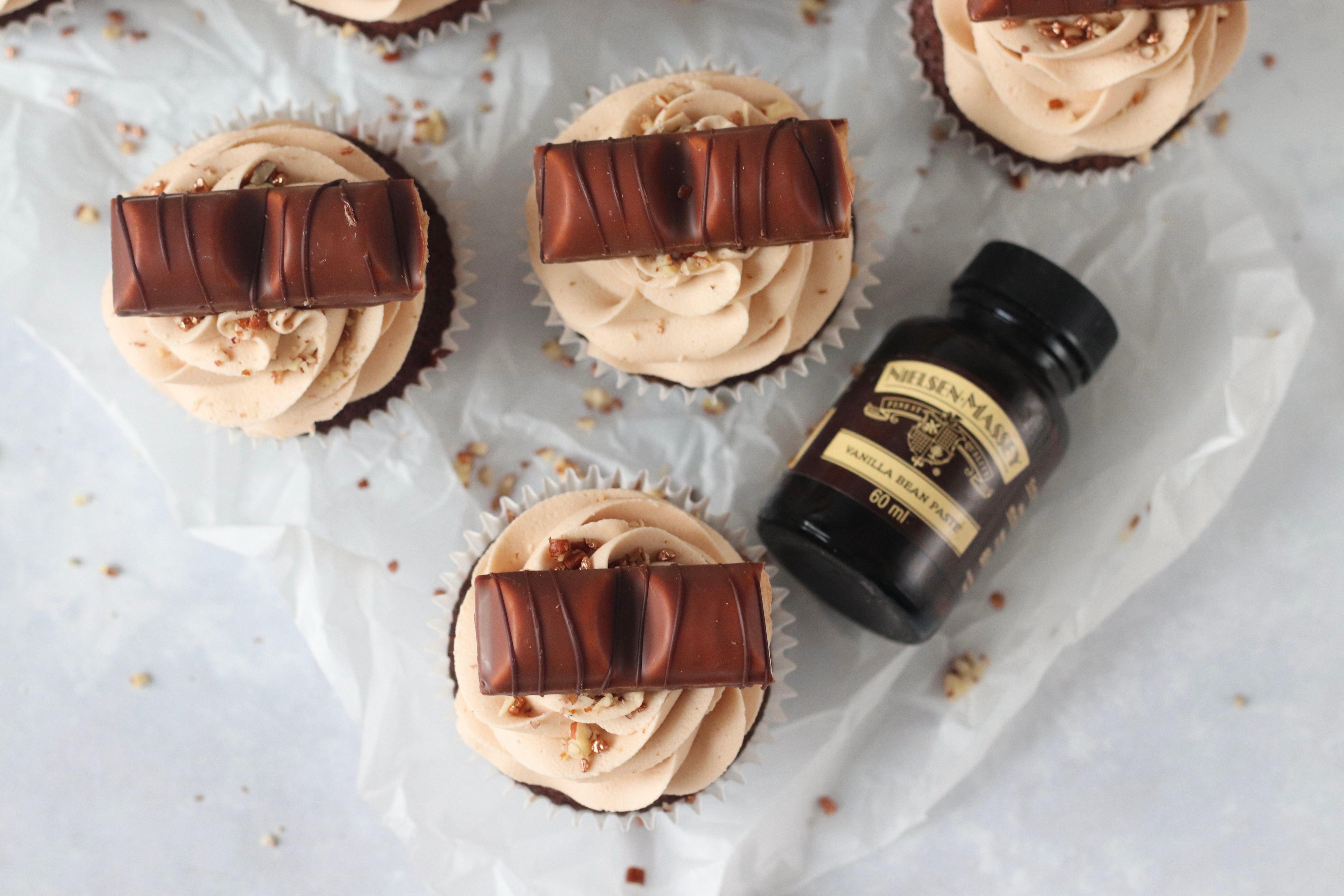 Kinder Bueno Cupcakes with Kinder Buttercream