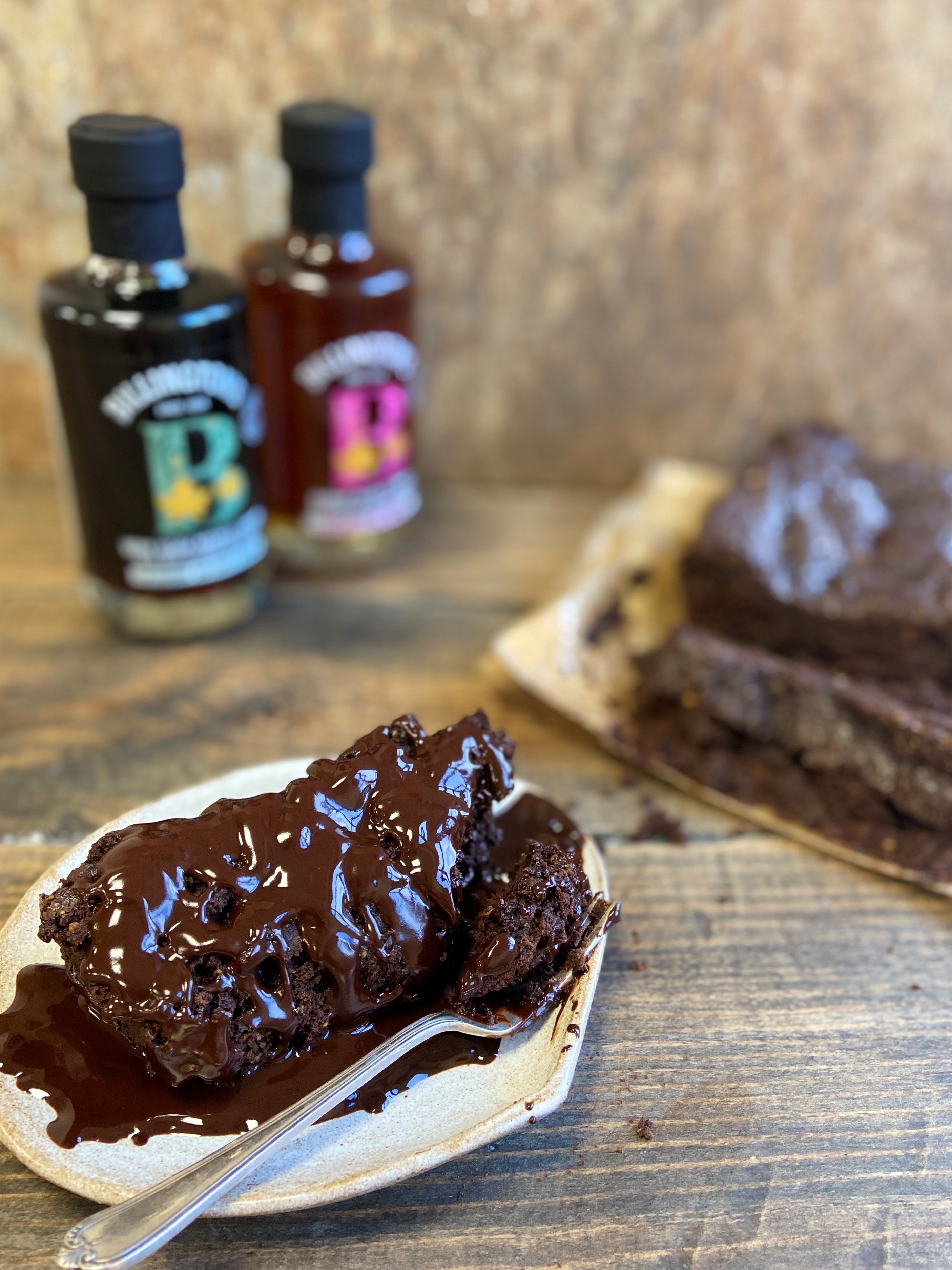 Vegan Maple Syrup Rye Brownie Loaf with Chocolate Drizzle
