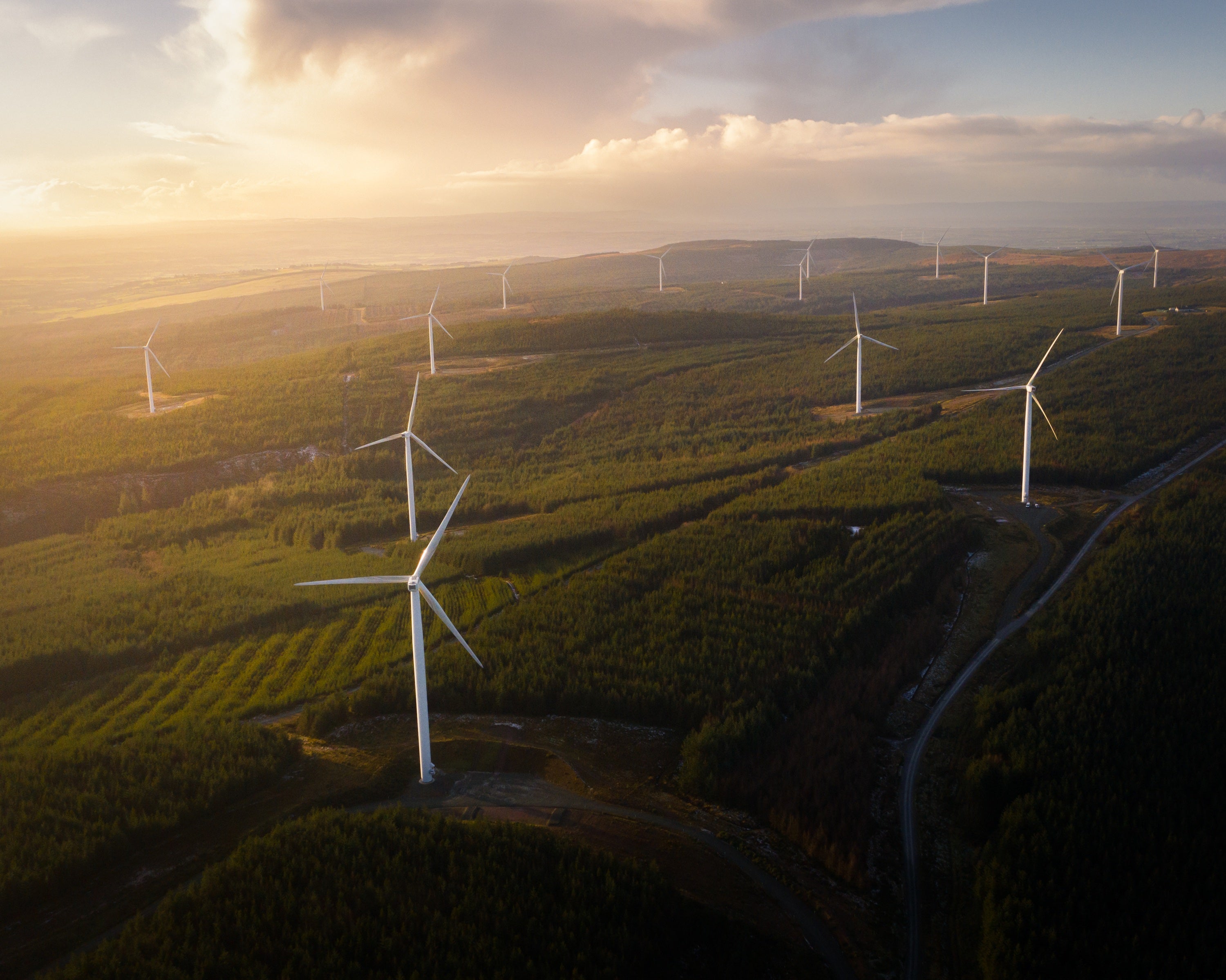Wind turbines on a hill