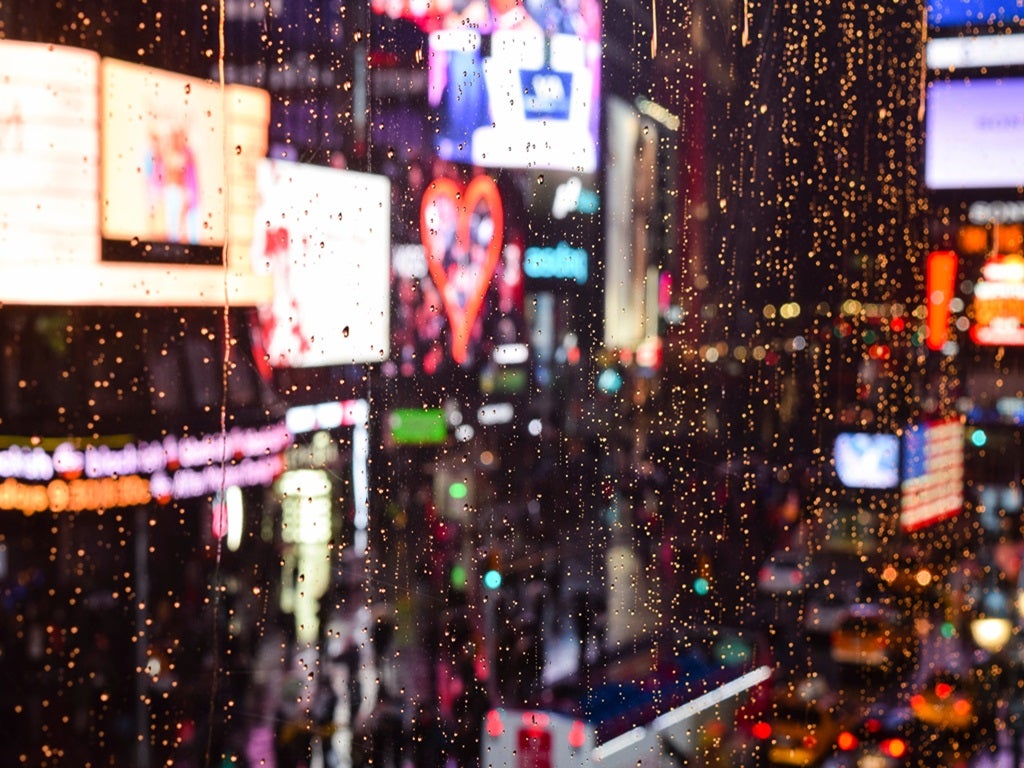 lights through rain