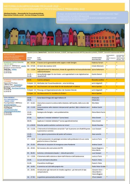 Programma di aggiornamento professionale - Primavera 2022