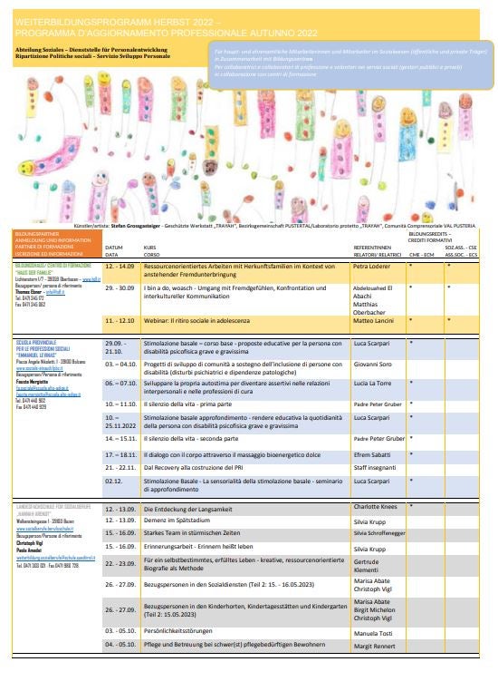 Programma di aggiornamento professionale - Autunno 2022
