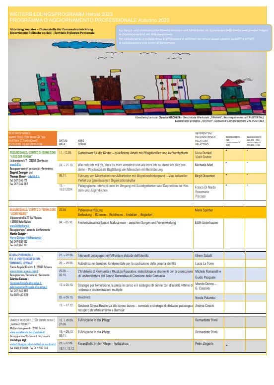 Programma di aggiornamento professionale - Autunno 2023