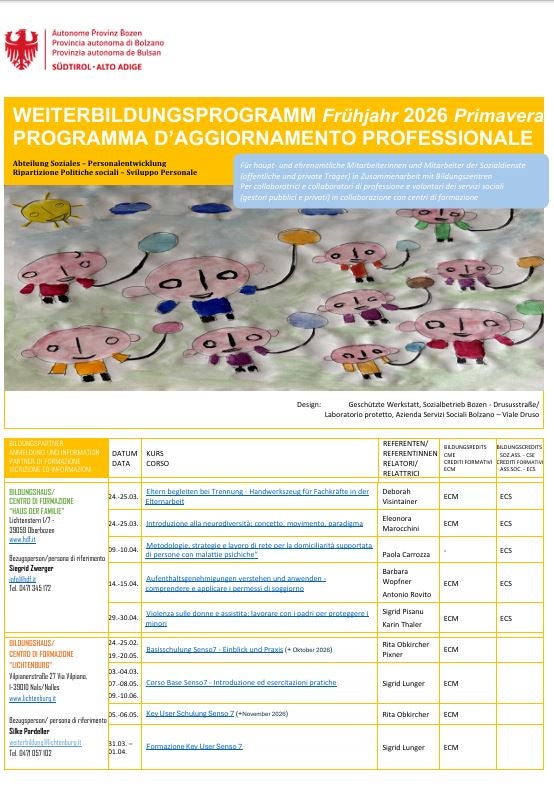 Programma d’aggiornamento primavera 2026