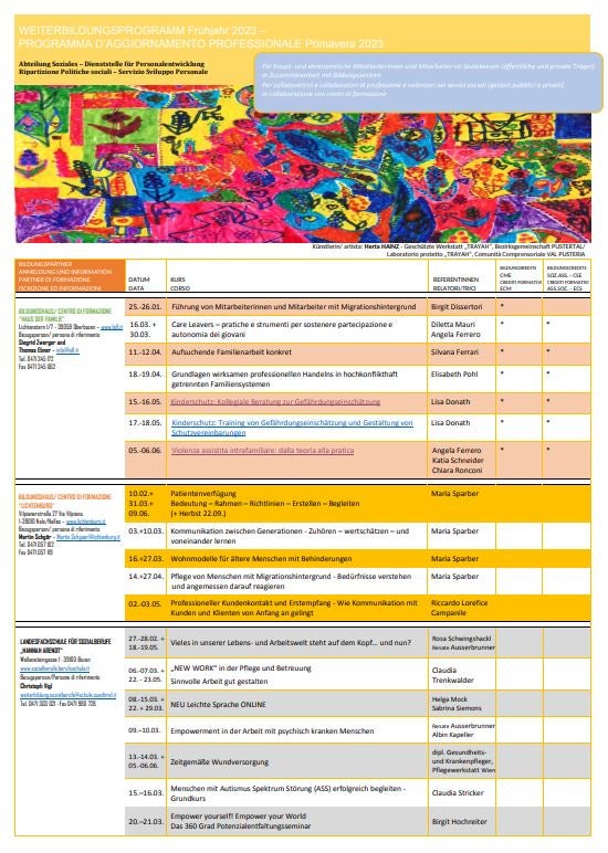 Programma di aggiornamento professionale - Primavera 2023