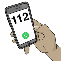 Rufen Sie im Notfall die 112 an!