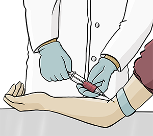 Nel distretto sanitario i collaboratori e le collaboratrici fanno prelievi di sangue.