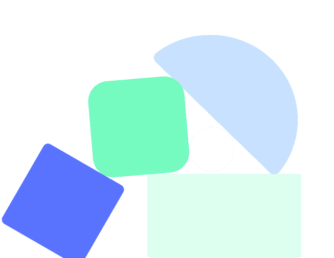 Illustration abstraite avec quatre formes géométriques colorées qui se chevauchent.