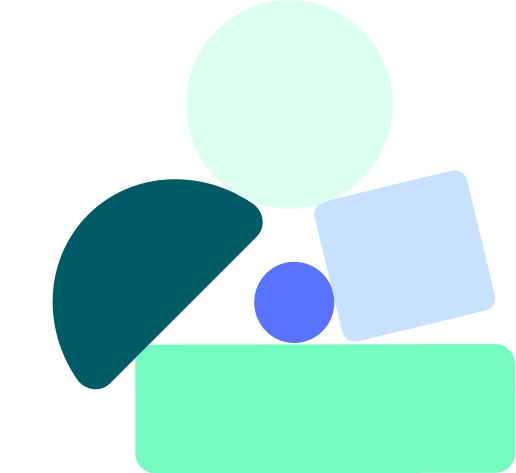 Abstract composition of geometric shapes in pastel colors