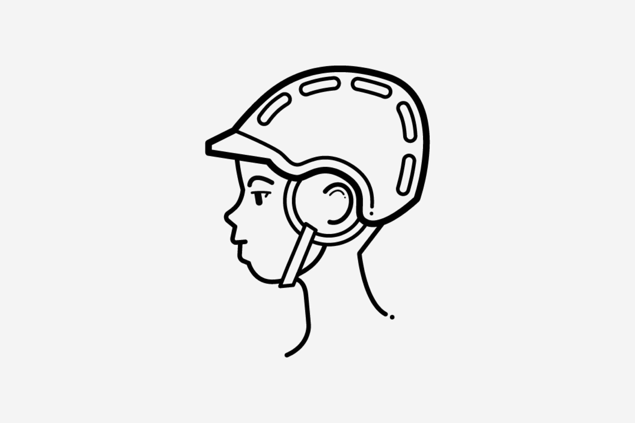 Diagram of a child's head with a bike helmet that's sitting correctly