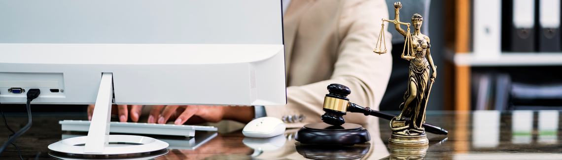 Právnik pracujúci na počítači