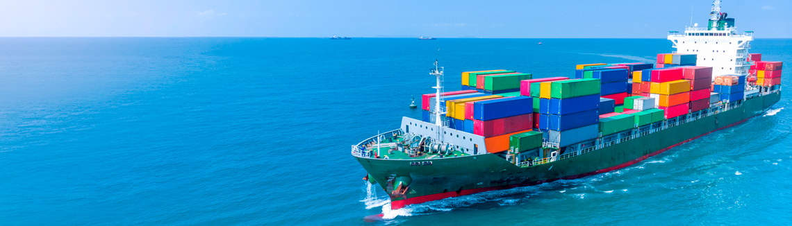 A large cargo ship in the ocean