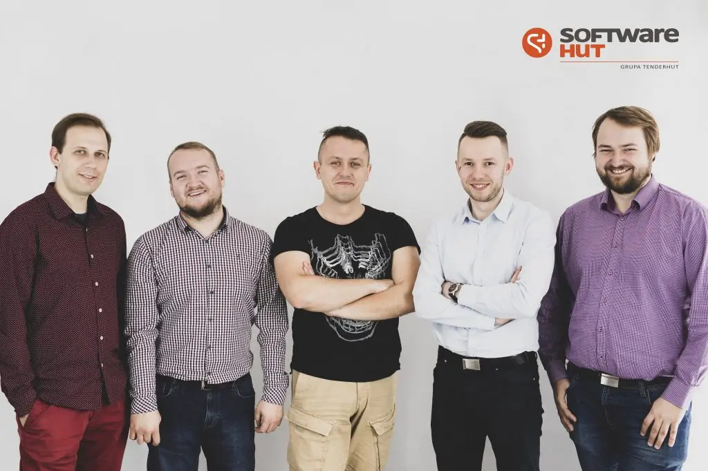 Lecturers from SoftwareHut: Kamil Mijacz, Piotr Tarasiuk, Karol Rogowski, Przemysław Wiszowaty, Łukasz Muszyński