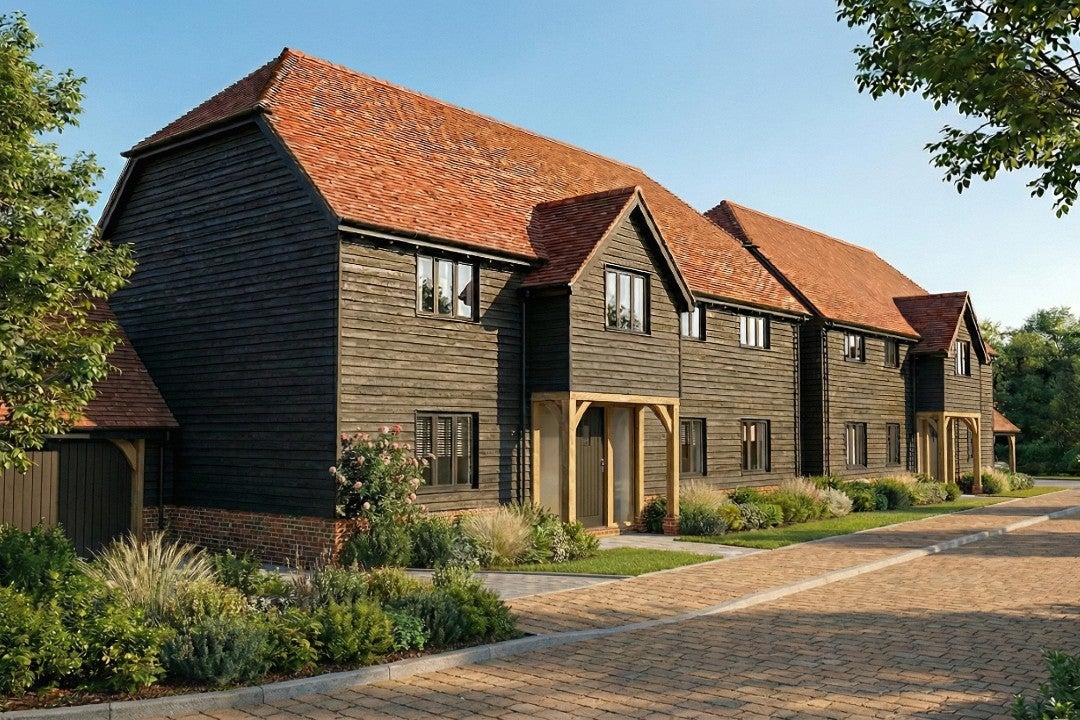 CGI showing the four new four-bedroom homes planned at Hedges Farm in Oakley, Buckinghamshire.