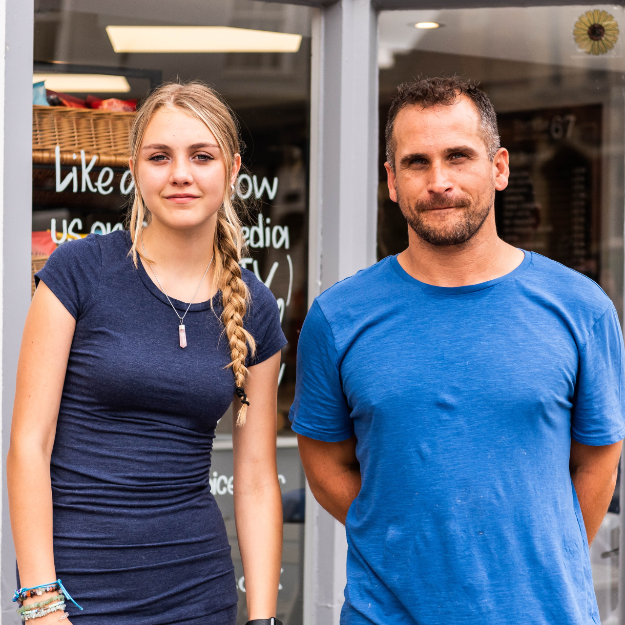 photo of two people outside 