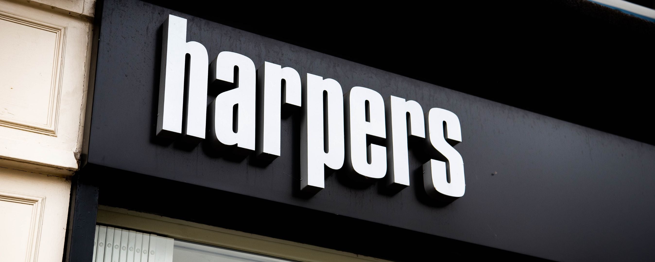 photo of harpers sign on the building 