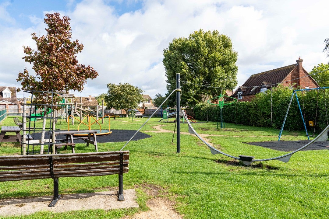 Children’s play area and recreation ground in the village of Oakley, Buckinghamshire.