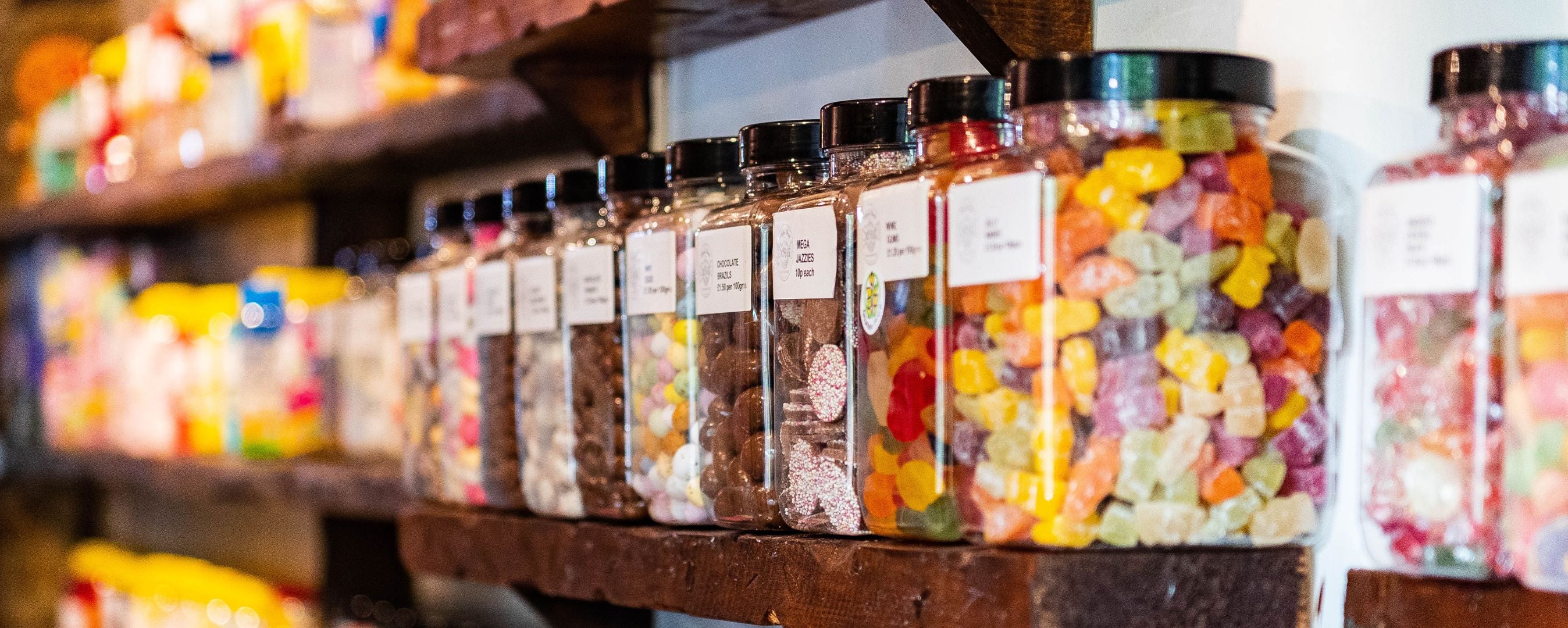 sweet jars on a shelf 