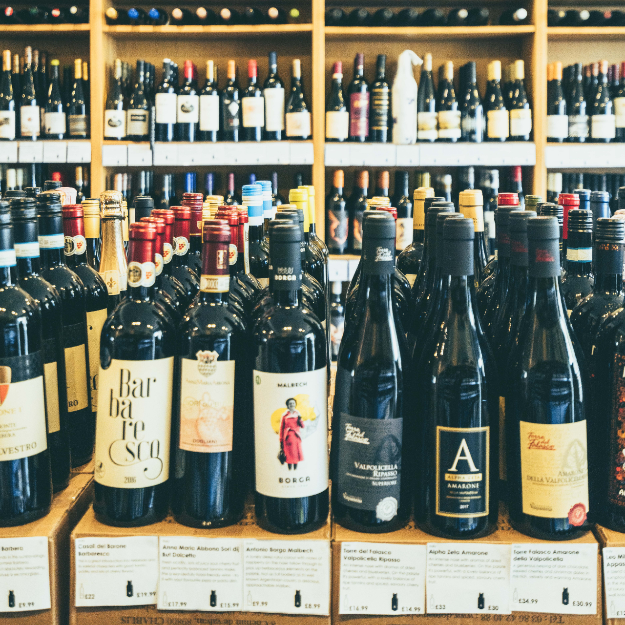 Close-up on different wine 