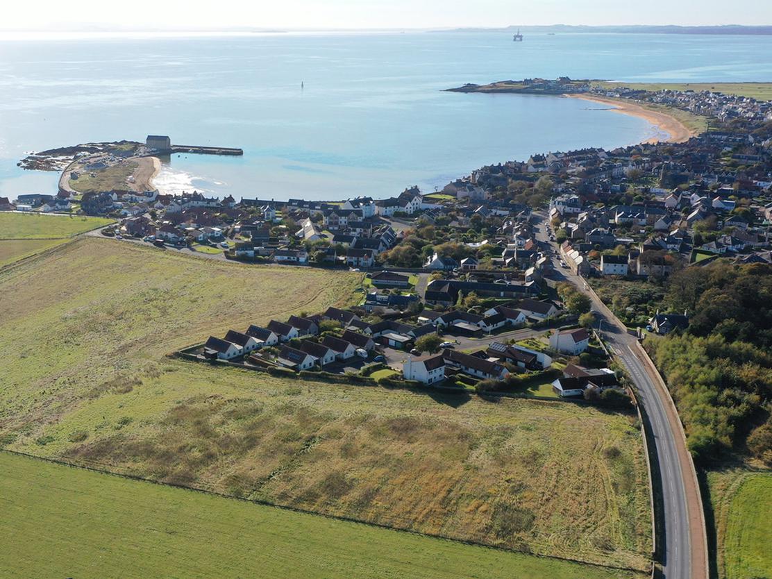 A care home development site with planning permission in Elie, Fife.