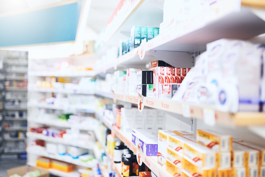 Image of stocked pharmacy shelves
