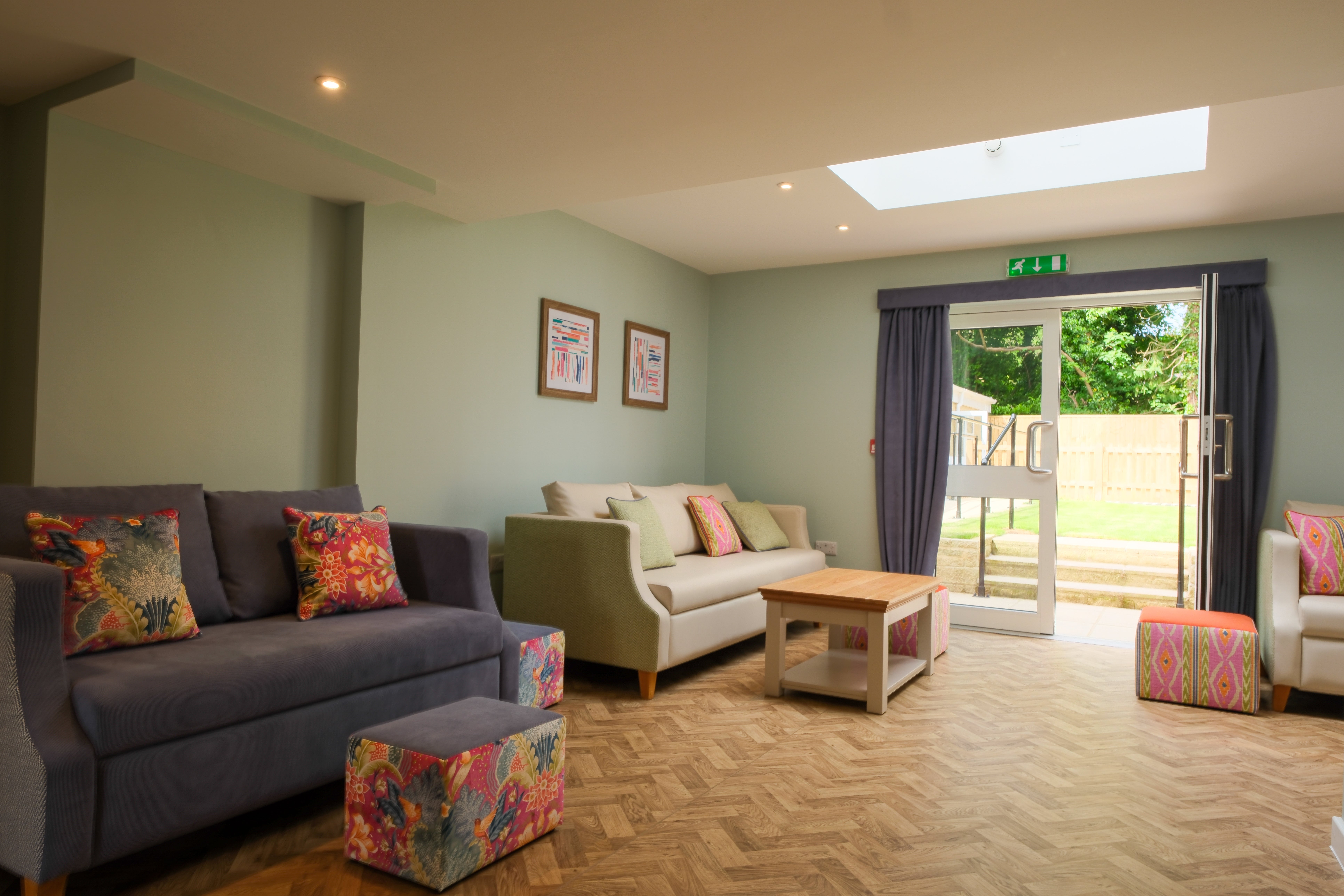 The fully-renovated living room at Weavers Lodge