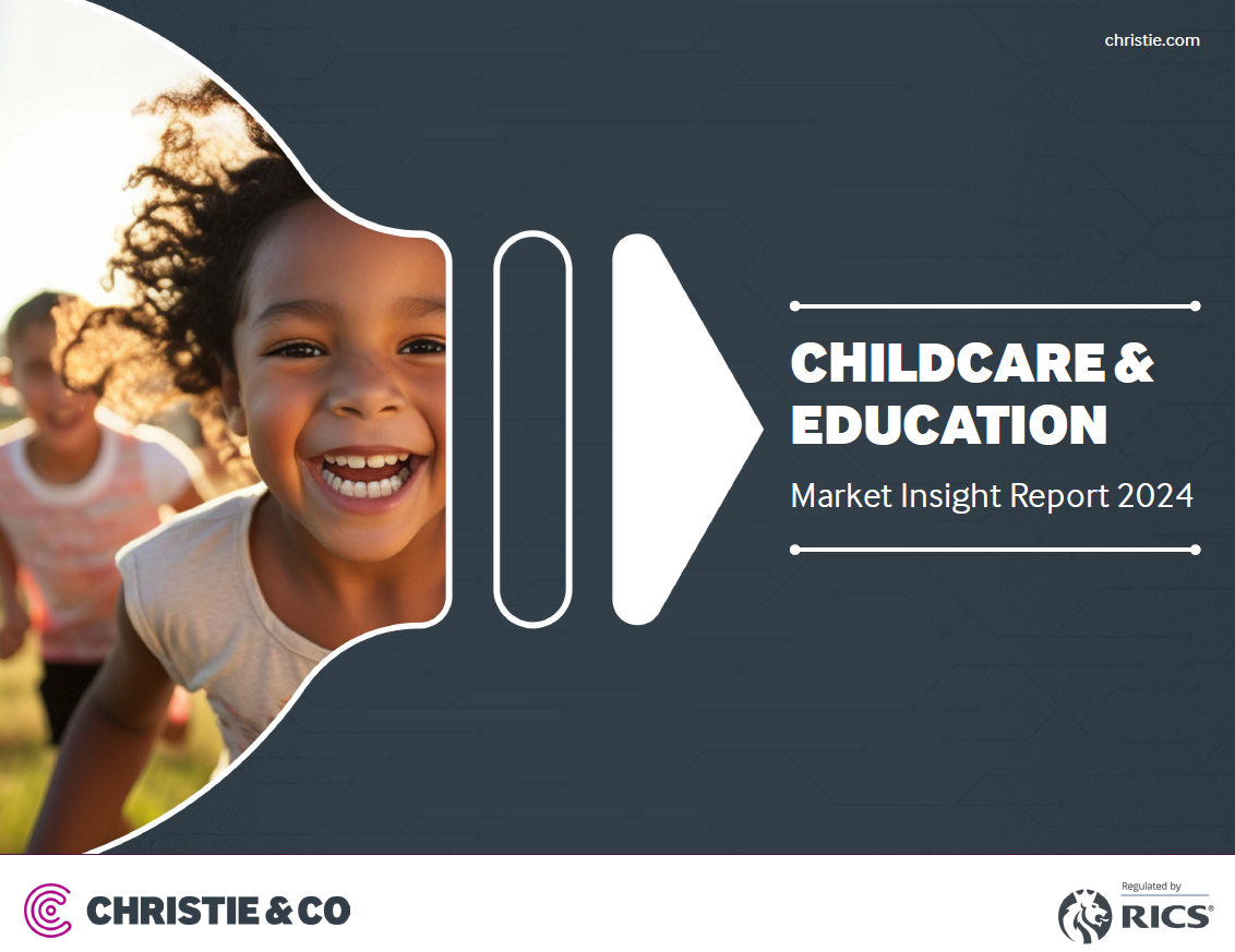Front cover of Christie & Co's 'Childcare & Education: Market Insight Report 2024'