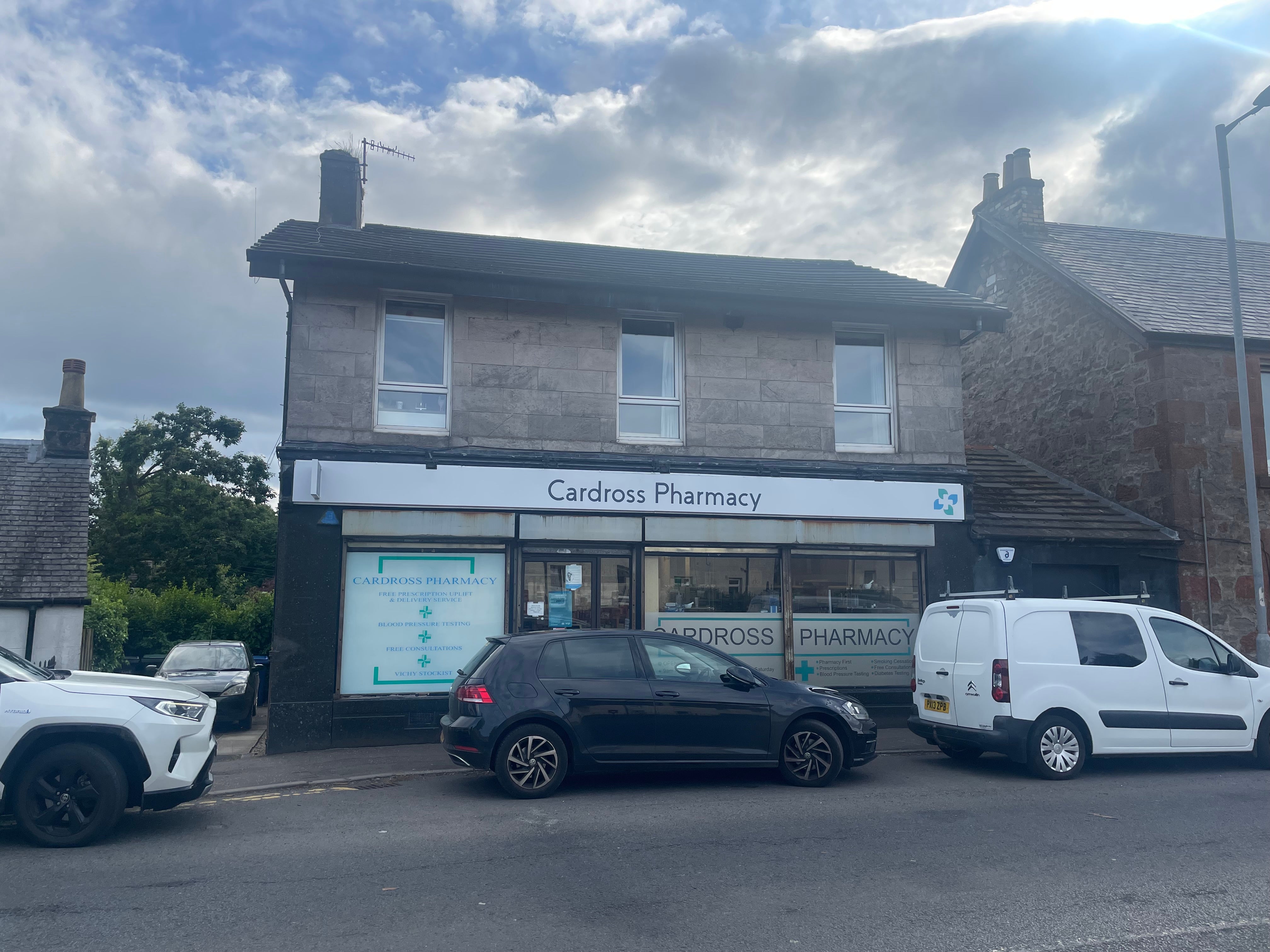 Cardross Pharmacy in Dumbarton, Scotland. 