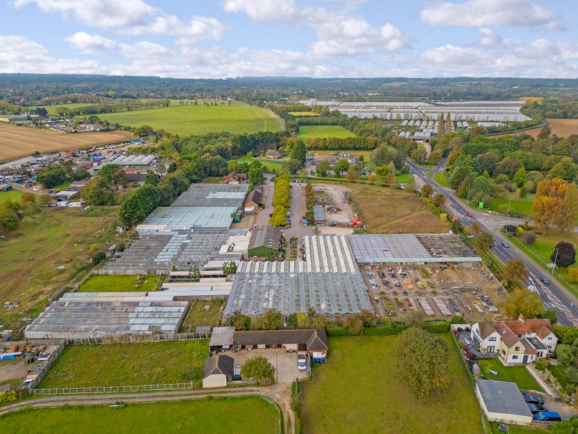 Ariel shot of large garden centre. 