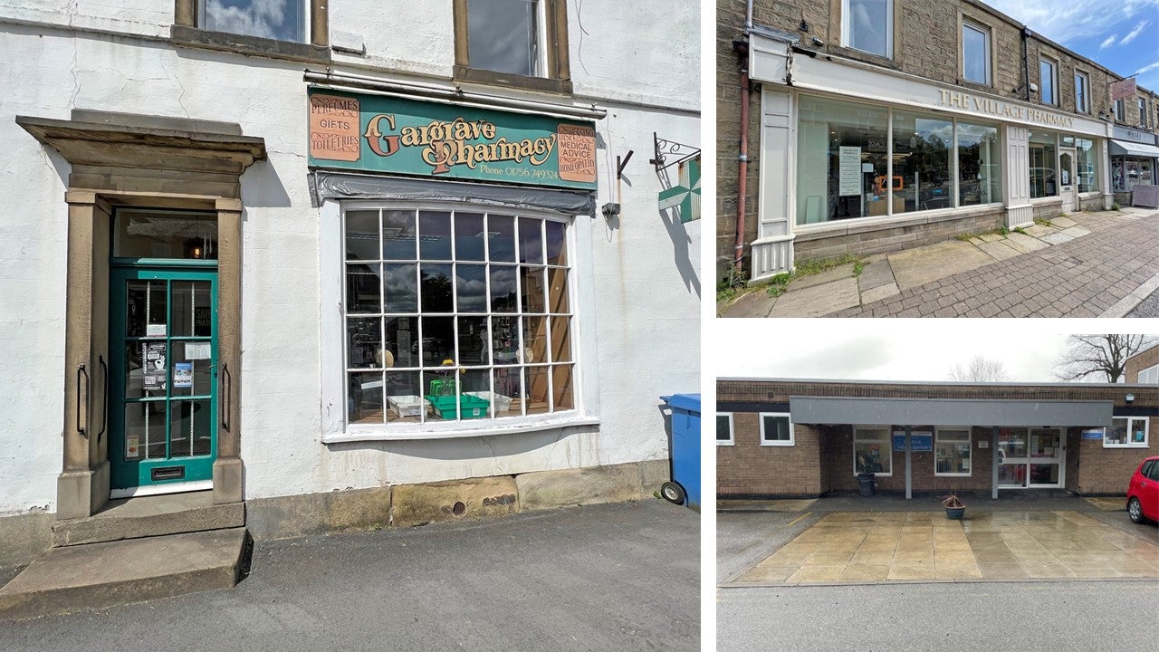 Gargrave Pharmacy in Skipton in North Yorkshire, C.E Naylor Pharmacy within Rastrick Health Centre in Brighouse in West Yorkshire, and The Village Pharmacy in Nelson in Lancashire